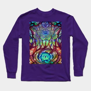 Beautiful Colorful Stained Glass Roses Long Sleeve T-Shirt